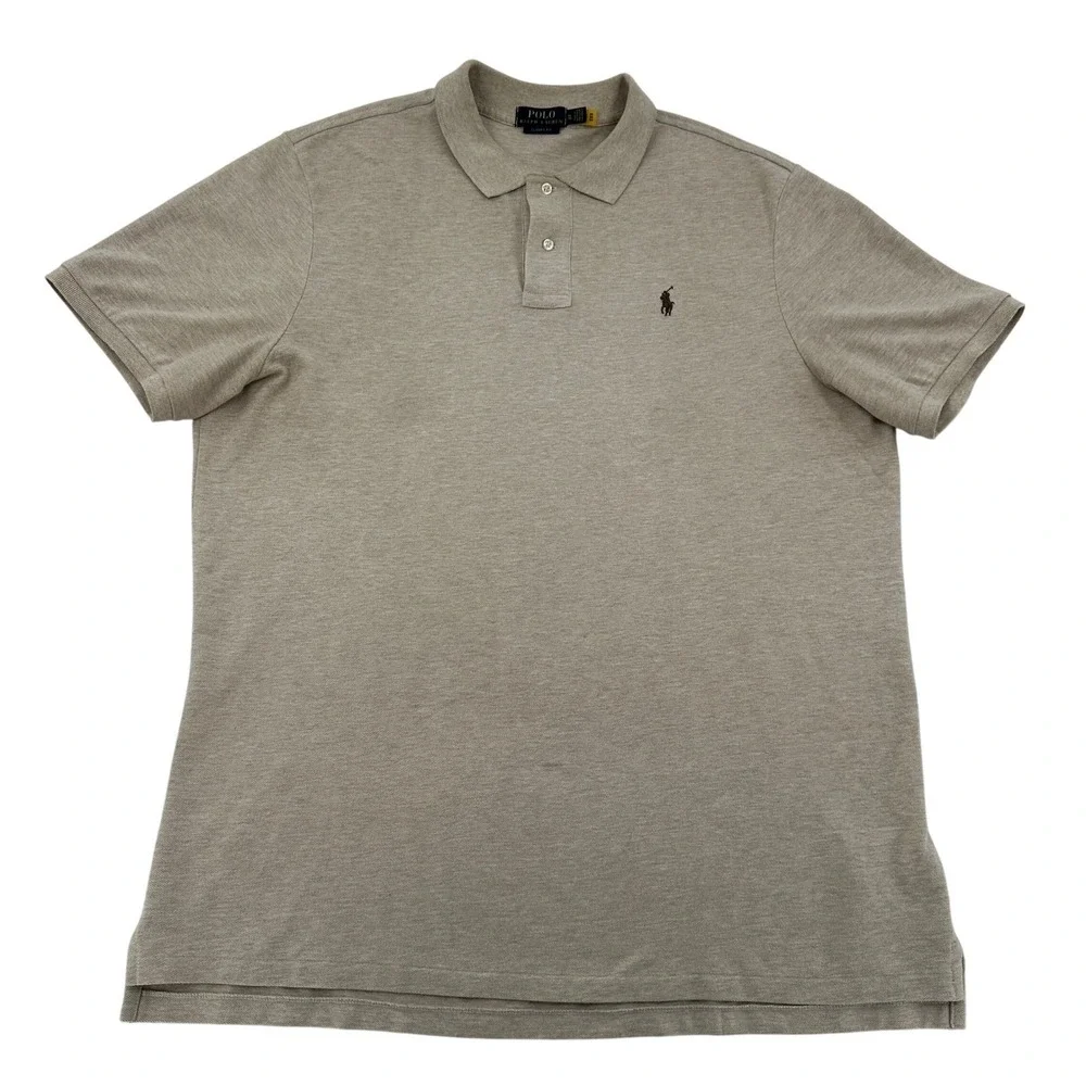 Polo Ralph Lauren Men XL Pony Logo Classic Fit Beige Polo Shirt Business Casual